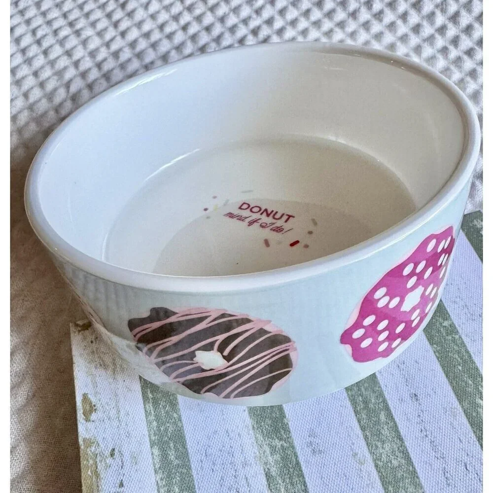 New Fringe Brand “Donut Mind If I Do” Ceramic Dog or Cat Food / Water Bowl - 6”
